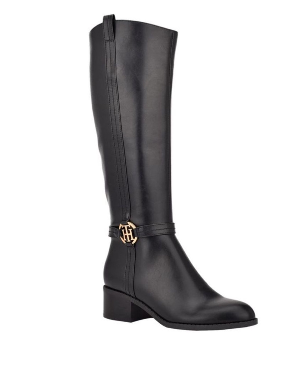 TOMMY HILFIGER Womens Black Signature Hardware Diwan Riding Boot